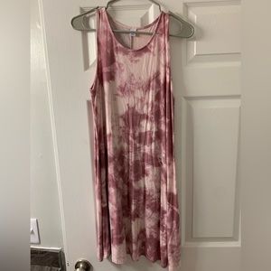Shapeless Pink and White Tie Dye Tank Top Dress